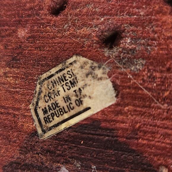 Vintage Hand Carved Wooden Laughing Buddha Hotei Statue Taiwan ROC Label - Picture 7 of 9